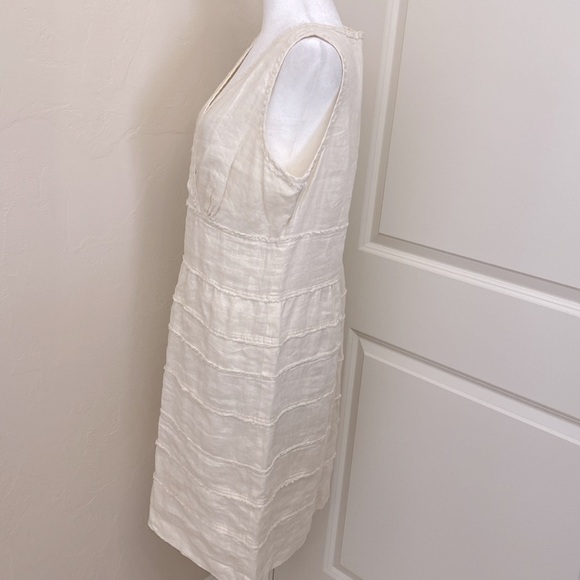 Talbot's Dress Women's Size 14 Tiered Fringe 100% Linen Career flirty Romantic - Picture 4 of 13